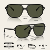 Lunettes de soleil de luxe unisexes TFB en acétate, monture carrée à double pont, protection UV400, style rétro vintage, confortables et tendance