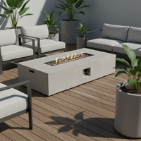 Brasero rectangulaire au propane de 56 pouces en MGO, grande table de brasero robuste, chauffage extérieur moderne, en stock aux États-Unis