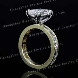 תכשיטי נשים בהתאמה אישית, תעודת IGI, יהלום מעבדה בחיתוך אובלי באגט 2 קראט, VVS, כסף סטרלינג S925, זהב מלא 10K 14K 18K, טבעת נישואין - Product Image 2