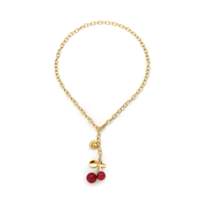 Collier pendentif mignon et tendance avec chaîne à maillons, en acier inoxydable plaqué or, breloque cerise, cadeau pour femme, bijoux