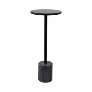 Elegante tavolino sottile con dettagli in metallo, piano e base in marmo, per camera da letto o soggiorno - Product Image 1