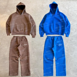 Ensemble de survêtement baggy 2 pièces surdimensionné de haute qualité, personnalisé, pour fabricant – Hoodies et joggers vierges personnalisables - Product Image 1