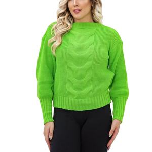 Suéter con estampado informal de manga larga para mujer, suéter con bordado frontal, suéter de punto gráfico de temporada de invierno de talla grande - Product Image 6