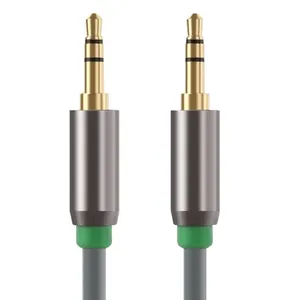 3.5毫米公对公辅助立体声电缆镀金尼龙编织HiFi音频线绿色3.5毫米音频线90度直角