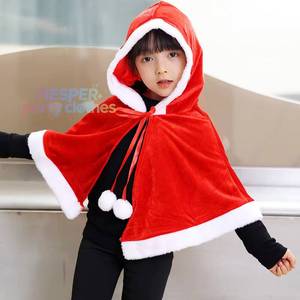 Capa con Capucha de Terciopelo Rojo Navideño HP, Capa para Niños, Disfraz de Santa Claus, Ropa Infantil para Niñas con Gorro - Product Image 1