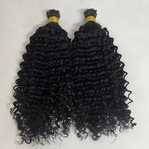 Disesuaikan mikro link 4A 4B 4C Kinky keriting itip massal rambut Virgin 3B 3C I ujung rambut manusia ekstensi hitam untuk wanita