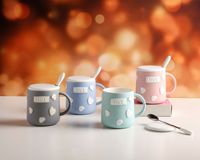 Ensemble de tasses à pois taille personnalisée 440ml tasses tasse en céramique tasse en céramique moderne série café thé lait cadeaux en céramique contemporain