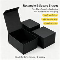 Boîte en carton rectangulaire noire pleine face, épaisseur 2 mm, matériau 350 g/m², emballage simple pour boîte surprise, plusieurs styles disponibles