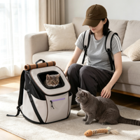 Sac à dos de transport pour animaux de compagnie confortable et durable, avec bretelles rembourrées en forme de S, panneau dorsal ergonomique et respirant en nylon, pour chat et chien