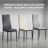 Chaise de salle à manger haut dossier, style décontracté, simplicité élégante, pieds en métal, chaise de restaurant en PU