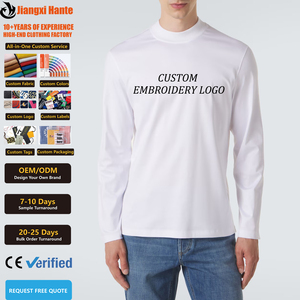 T-shirt à col montant 100 % coton pour homme, coupe ajustée, respirant, basique, idéal pour la superposition, personnalisable pour le quotidien - Product Image 1