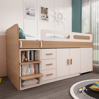 Lit multifonctionnel pour enfants intégré à un bureau, pour les petites pièces, avec garde-corps et armoire de rangement