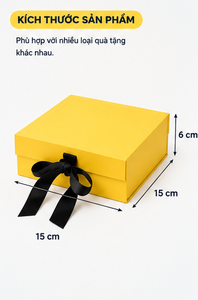 Caja de Regalo Plegable de Cartón Amarillo de Lujo con Lazo de Cinta Grosgrain Negra para Cosméticos y Cuidado de la Piel - Product Image 6