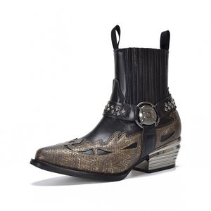 Botines de Moda para Otoño e Invierno - Estilo Vaquero Occidental con Patrón de Escamas Desgastadas - Retro Europeo-Americano con Tacón Bajo - Product Image 2