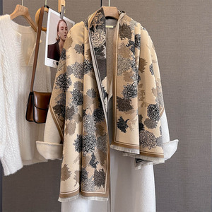 <span class=keywords><strong>2026</strong></span>新しい花の弓パターンパシュミナショールとラップ冬の暖かい厚いショール女性用両面カシミア感じスカーフ - Product Image 4