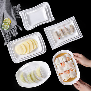 A5 White <b>Melamine</b> Dishware Rice Noodle Roll <b>Plate</b>, Commercial Imitation Porcelain <b>Plate</b>, Commercial Creative Barbecue - Product Image 2