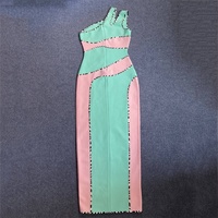 Nouvelle mode robe de luxe élégante une épaule sexy à fente haute pour femmes robe de pansement moulante robe de soirée cocktail d'anniversaire robe de soirée