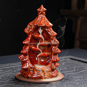 Bruciatore di Incenso a Riflusso Natalizio, Ornamenti per Albero di Natale in Ceramica, Bruciatore di Incenso Zen in Argilla Viola, Diffusore di Aromi - Product Image 3