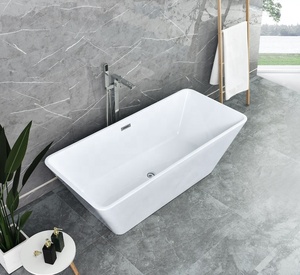 Vasca da bagno in resina pietra Freestanding a superficie solida vendita calda in acrilico nero opaco massaggio ad aria di lusso moderno battubt - Product Image 1