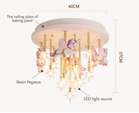 Lampe princesse Pegasus en verre rose, chandelier et luminaire suspendu, maison de poupée, pour enfant, livraison gratuite