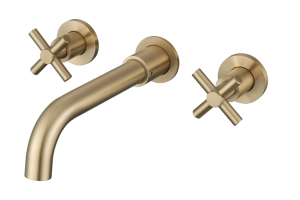 Mitigeur mural de lavabo <span class=keywords><strong>Aquarius</strong></span> à double poignée en laiton, eau chaude/froide, avec débit régulé et cartouche céramique - Product Image 6