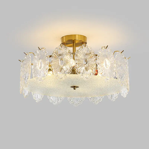 Nuevo estilo, diseño romántico, decoración de la casa, colgante de cristal, sala de estar, lámpara de techo redonda moderna dorada - Product Image 5