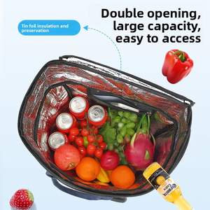 Vente en gros de <span class=keywords><strong>chariot</strong></span> d'épicerie <span class=keywords><strong>pliable</strong></span> de grande capacité Roues universelles Sac isolé en feuille d'étain Fabriqué en Oxford PP - Product Image 2