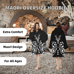 BEST Maori <b>Wearable</b> Printed Character <b>Blanket</b> Hoodie Oversized Polyester Sweatshirt for Adults Children Customizable - Product Image 2