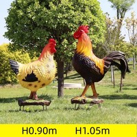 Estatua realista de escultura de fibra de vidrio personalizada de gallo de decoración de granja en stock