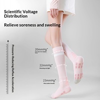 Chaussettes de compression professionnelles en coton tricoté pour le sport, avec bande éponge renforcée, amincissantes, longues, pour la course et le tennis, pour femme, collection printemps