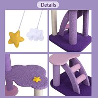 Condo d'usine personnalisé de luxe moderne en bois massif grand chat violet griffoir grimpant pour chats avec grattoirs et lit