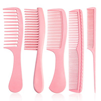 Ensemble de peignes à cheveux 5 pièces, peigne à queue de rat large et fin, multicolore, outil de coiffage et de démêlage pour filles, salon, soins quotidiens, Peine Rosa
