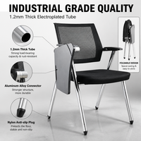 Chaise de salle de formation en maille avec tableau d'écriture en aluminium, chaise de conférence de bureau pliable avec accoudoirs mobiles pour salle de classe