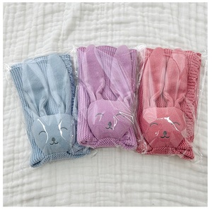 Doudou en tricot de coton pour nouveau-né, motif ours ou lapin, couverture de sécurité pour bébé - Product Image 6
