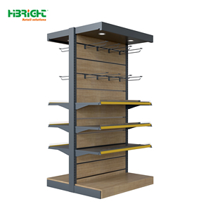 HiBRIGHT Heavy Duty Gondola Supermarket Shelving 5 Tier Perforated <b>Metal</b> Rack With Back Freestanding Retail Display - Product Image 5