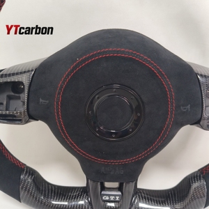 YTcarbon para <span class=keywords><strong>Golf</strong></span> MK6 GTI <span class=keywords><strong>GTD</strong></span> R-line R Racing Style <span class=keywords><strong>Volante</strong></span> LED de fibra de carbono real personalizado - Product Image 4