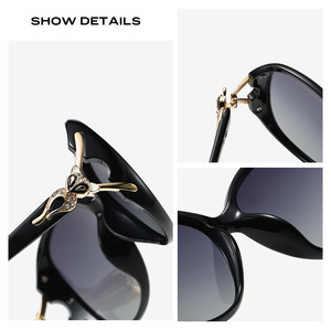 Gafas de Sol Polarizadas para Mujer, Protección UV400, Montura Completa de PC, Lentes TAC, Diseño de Cabeza de Zorro con Pedrería, para Conducir al Aire Libre - Product Image 4