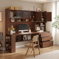 Ensemble de bureau minimaliste en bois XHA avec étagères et tiroirs de rangement pour l'organisation de l'espace de travail à domicile ou au bureau