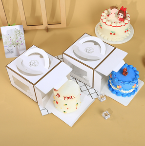 6 ''8'' 10 ''all'ingrosso <span class=keywords><strong>rosa</strong></span> bomboniera design trasparente regalo di compleanno trasparente torta di formaggio scatola di imballaggio con maniglia della finestra - Product Image 2