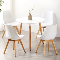 Chinesischer Stil Nordischer MDF-Tisch mit Holzbeinen Runder Esstisch für Küche Restaurant Esszimmer Multifunktionaler Tisch