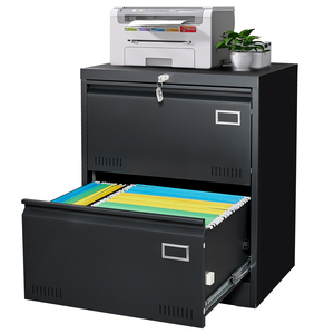 Archivador Metálico Vertical de 2 Cajones, Color Negro, con Cerradura, para Oficina, con Almacenamiento para Documentos Tamaño Carta y Legal A4, Modelo de Archivador Lateral - Product Image 1