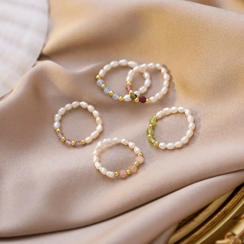 Корейские модные ювелирные изделия минималистичное складывание сделанное вручную из жемчуга и кристаллов из бисера