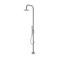 Ensemble de douche extérieure transfrontalier pour villas, piscines et centres de baignade - autoportant, à poser au sol, finition brossée, eau chaude/froide