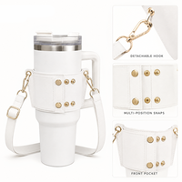 Manchon de luxe personnalisé pour tasse à café avec rivets, support antidérapant en cuir PU pour gobelet à thé Boba