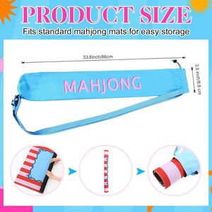 Sac de rangement multifonctionnel portable en polyester de 33,8 pouces pour Mahjong américain avec impression de lettres et rangement pour règle, sac de rangement pour articles de toilette - Product Image 3
