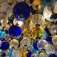 ANNO Grand lustre d'hôtel de luxe moderne Lustre soufflé en verre Lustre en forme de pierre Globe doré