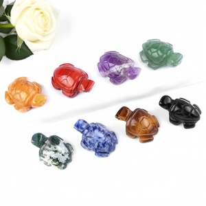 เต่าทะเลขนาดเล็ก1นิ้วอเมทิสต์ธรรมชาติอาเกตและหยกสัตว์ทะเลแกะสลักขนาดเล็กสำหรับตกแต่งภูมิทัศน์ - Product Image 4