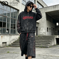 Ensemble sweat à capuche et short personnalisé pour homme, style streetwear vintage, pull molletonné ample, short 3/4 à taille élastique, ensemble 2 pièces décontracté OEM