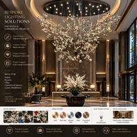 Lustre en cristal de luxe en forme de branche, grand luminaire suspendu floral artistique personnalisé pour la décoration de villas et d'hôtels