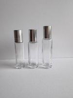 Flacons roll-on en verre transparent fantaisie de 5 ml, 10 ml, 15 ml pour cosmétiques, diffuseurs d'huiles essentielles et parfums, avec impression sérigraphiée